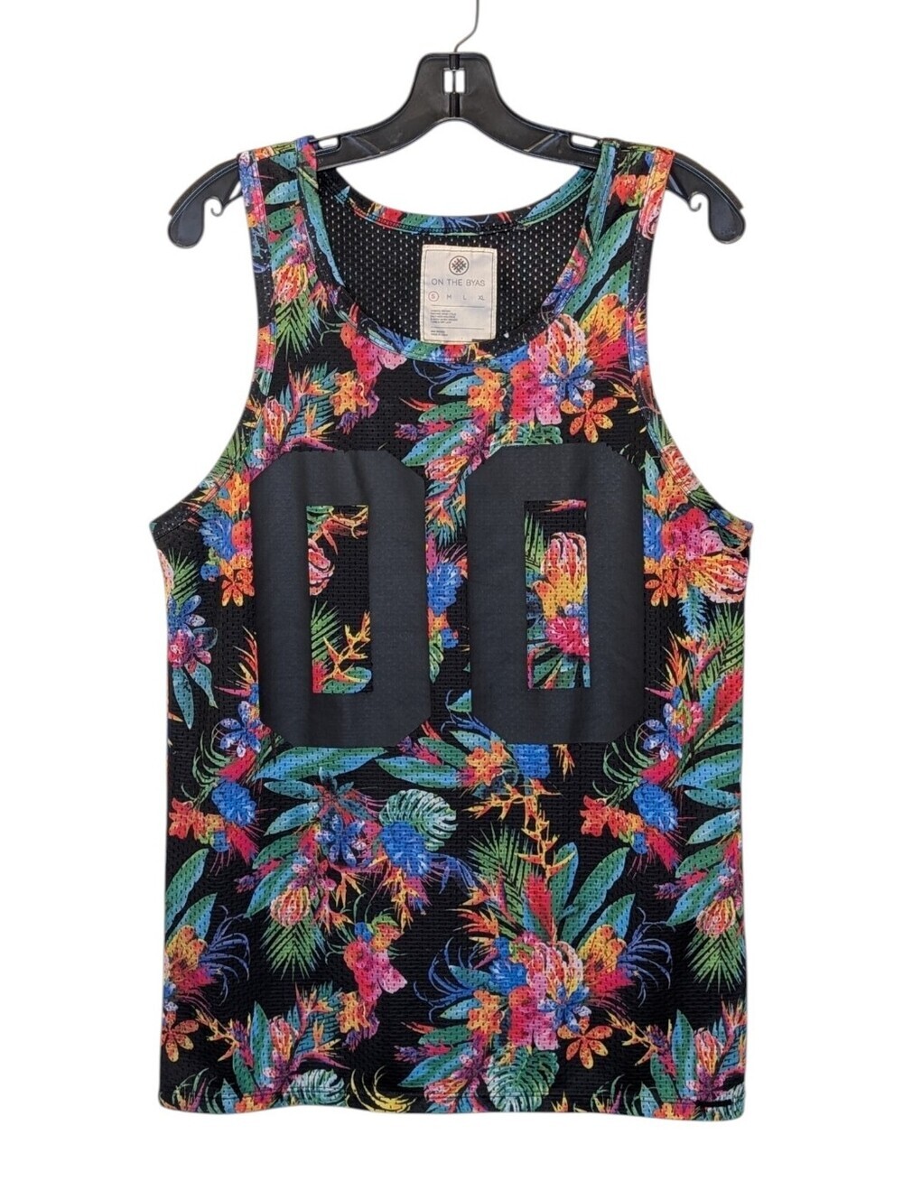 On The Byas Tropical Mesh Tank Top Size S Floral Graphic Festival Streetwear